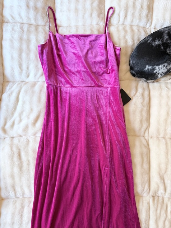Lulus Dresses & Skirts - Lulu's Hot Pink Velvet Slip Dress with Spaghetti Straps